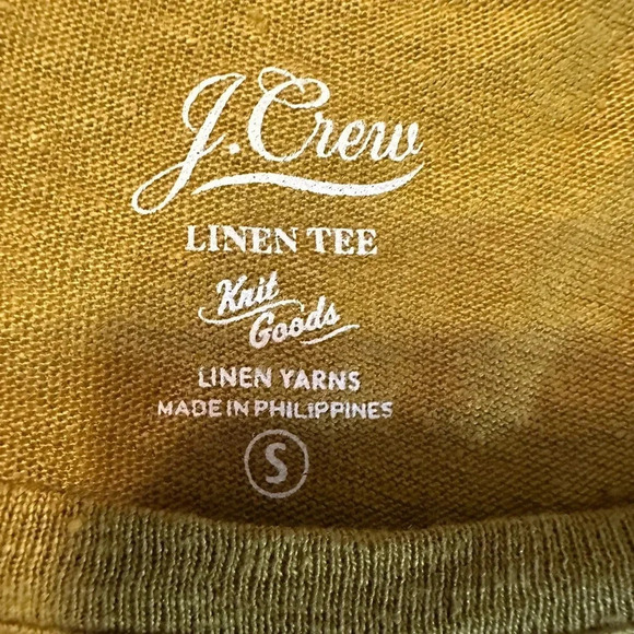 J. Crew Linen Tee Women's S Mustard Yellow Classic Minimalist Autumn (A1 - Picture 3 of 10